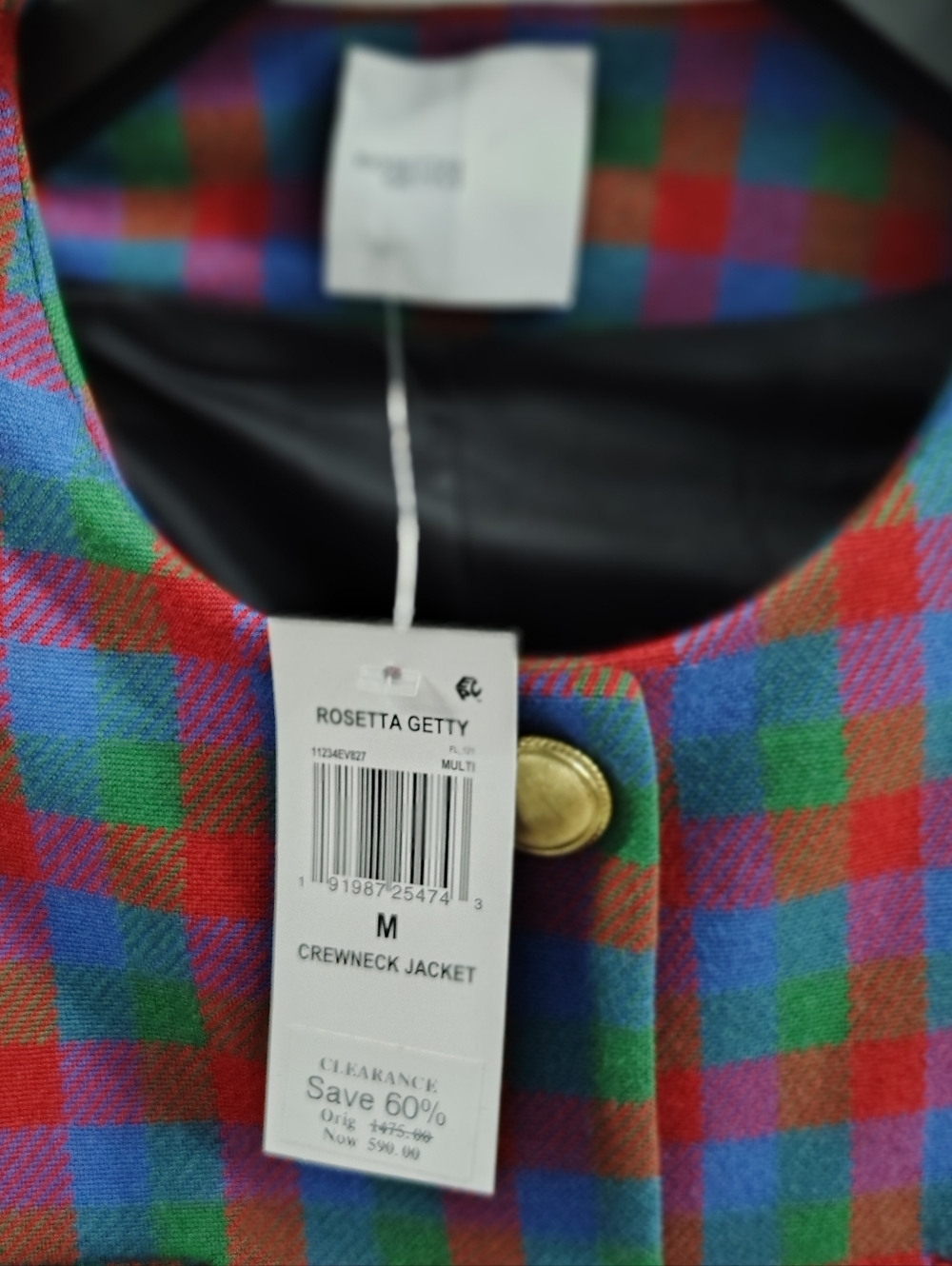 Rosetta Getty Cobalt Check Jacket & Wide Leg Pants Set Medium NWT - Picture 7 of 10
